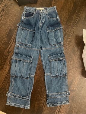 GRLFRND Dark Blue Cargo Denim Jeans